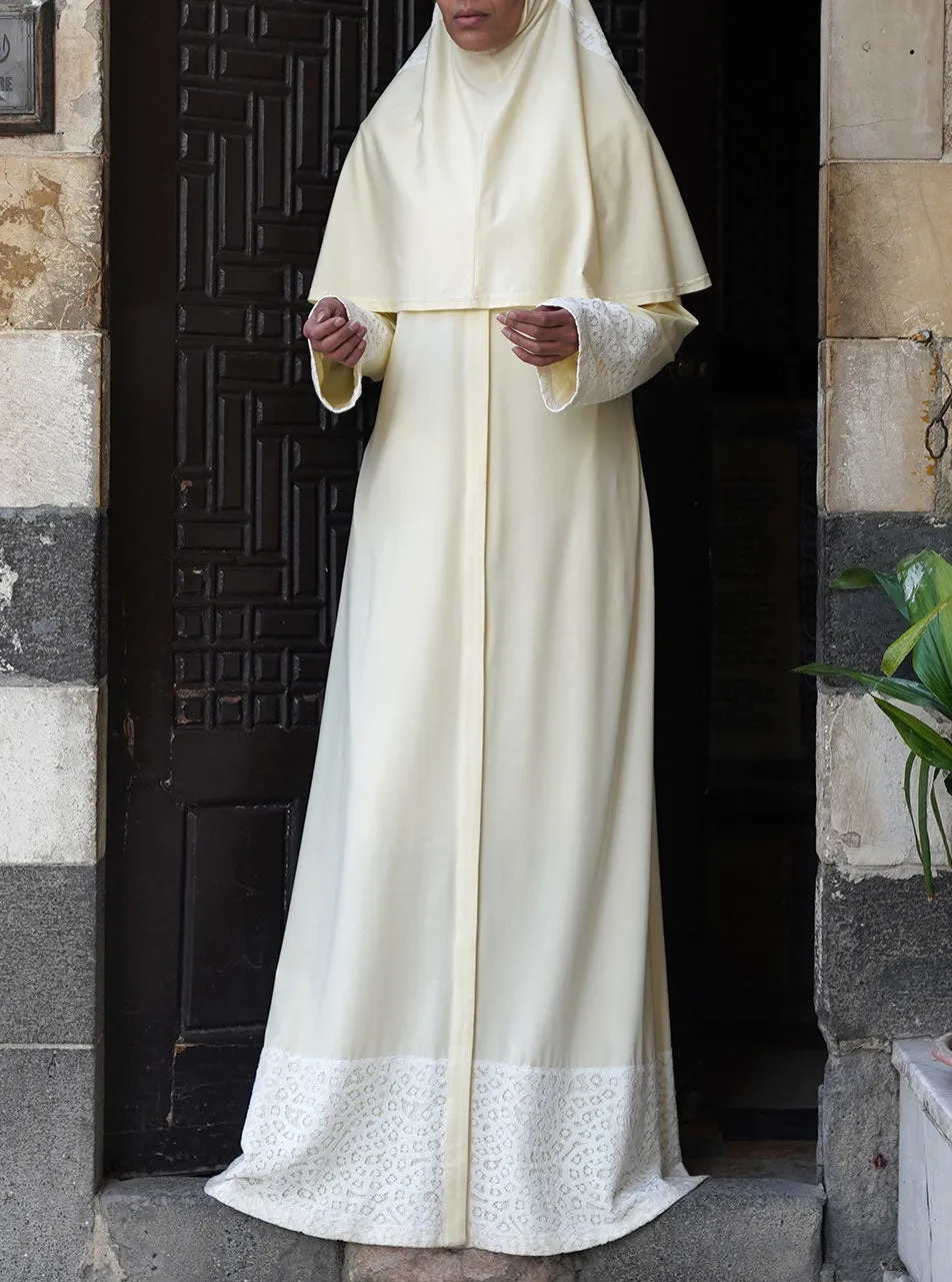 Lace Trim Abaya and Prayer Set