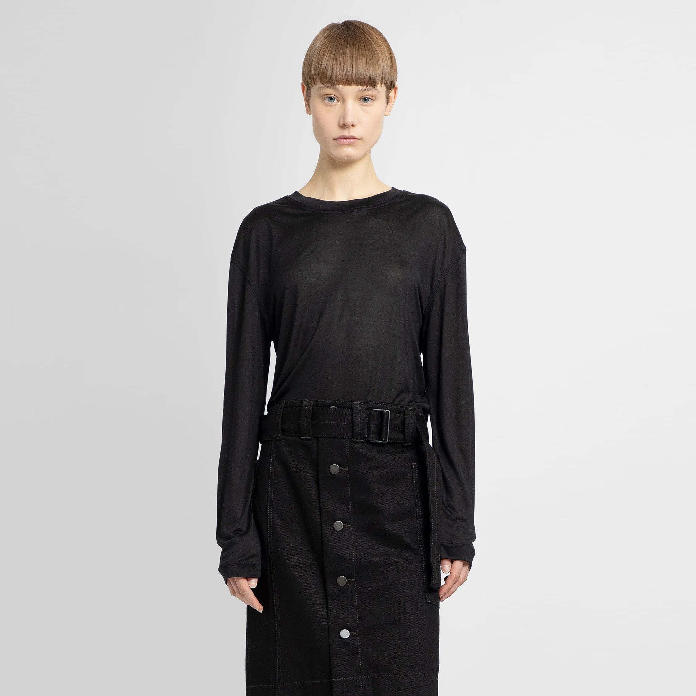 LEMAIRE WOMAN BLACK T-SHIRTS & TANK TOPS