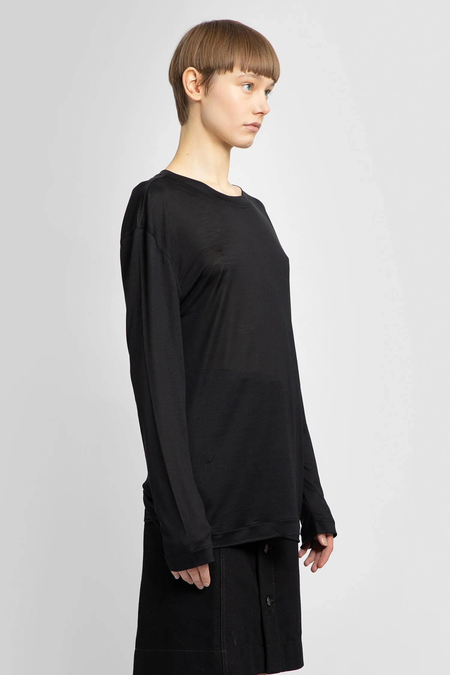LEMAIRE WOMAN BLACK T-SHIRTS & TANK TOPS