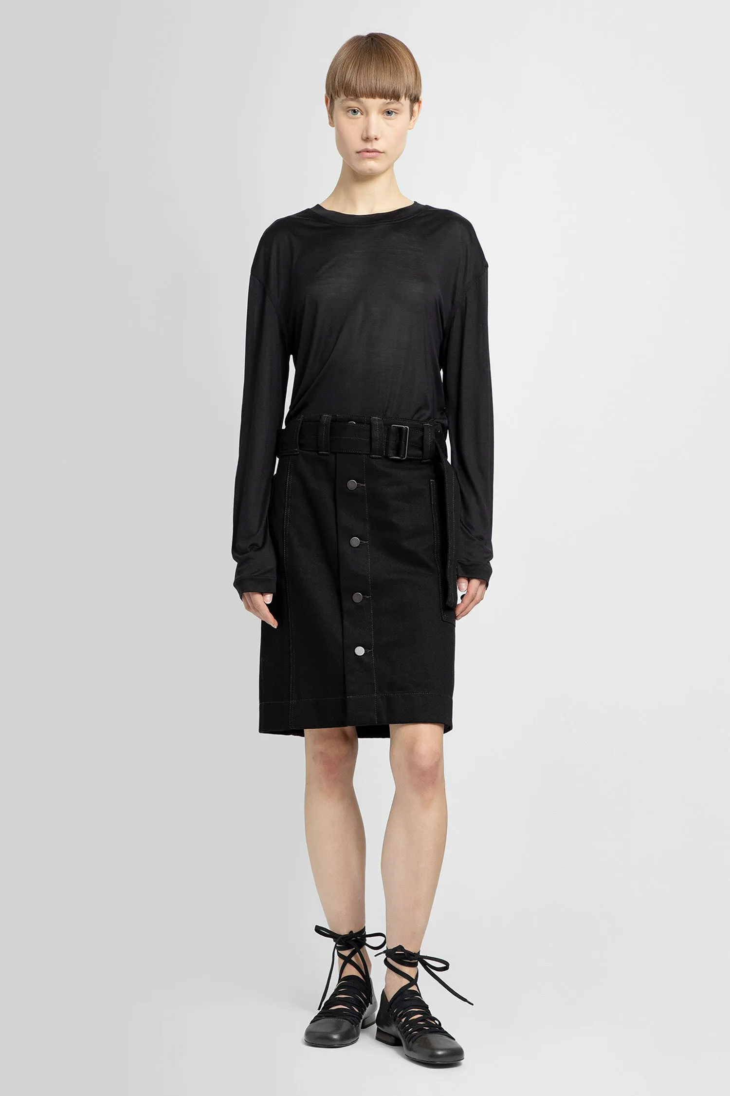 LEMAIRE WOMAN BLACK T-SHIRTS & TANK TOPS