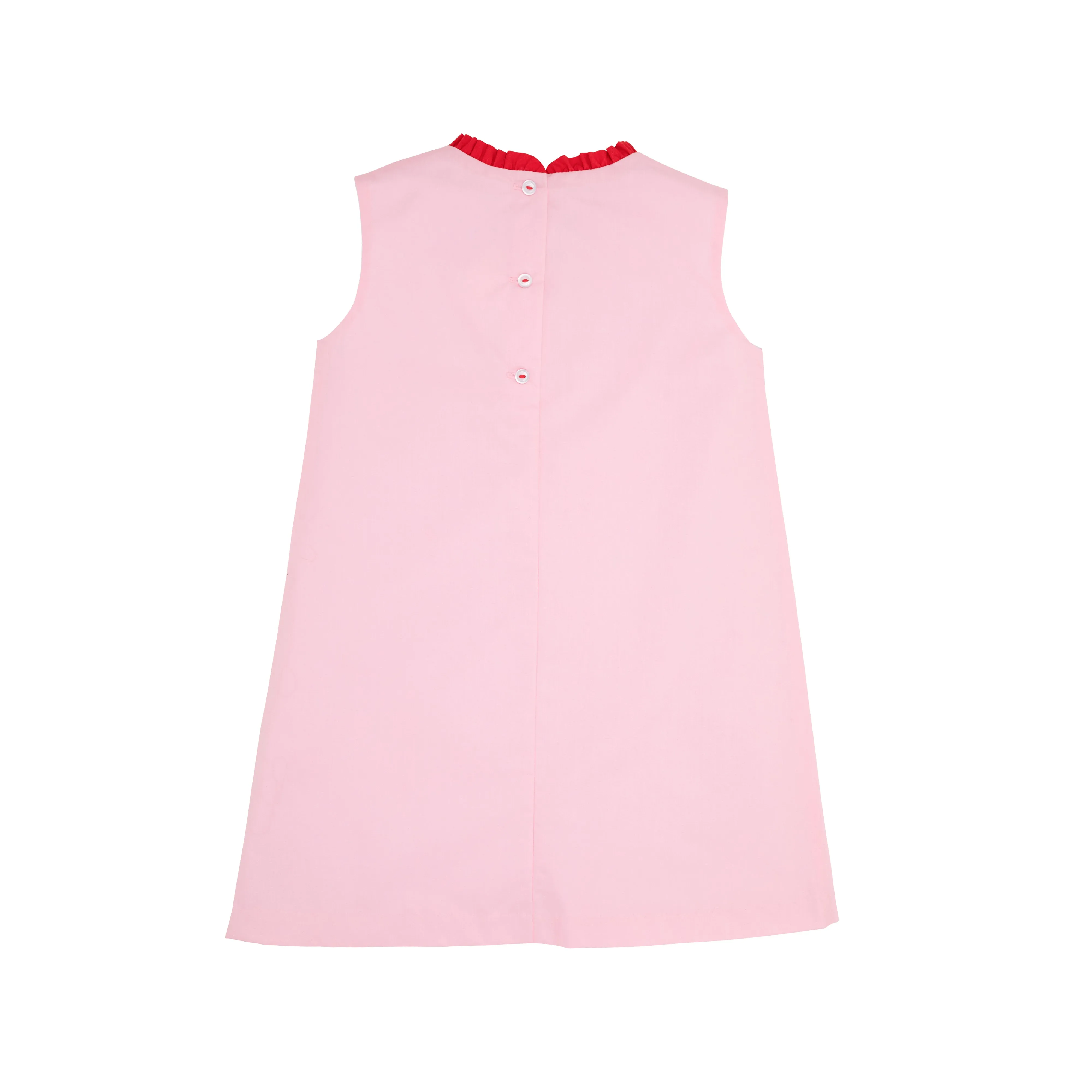 Lizzie's Luxe Leisure Dress - Pier Party Pink with Richmond Red & Pier Party Pink Mini Gingham Apple Applique