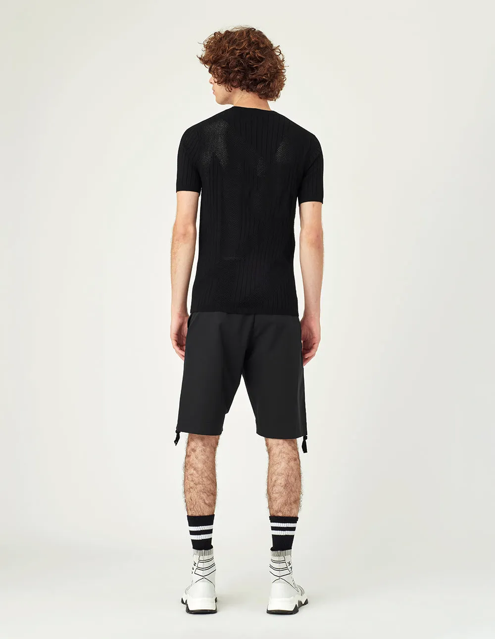 MARK FAST Round neck logo hole pattern pullover