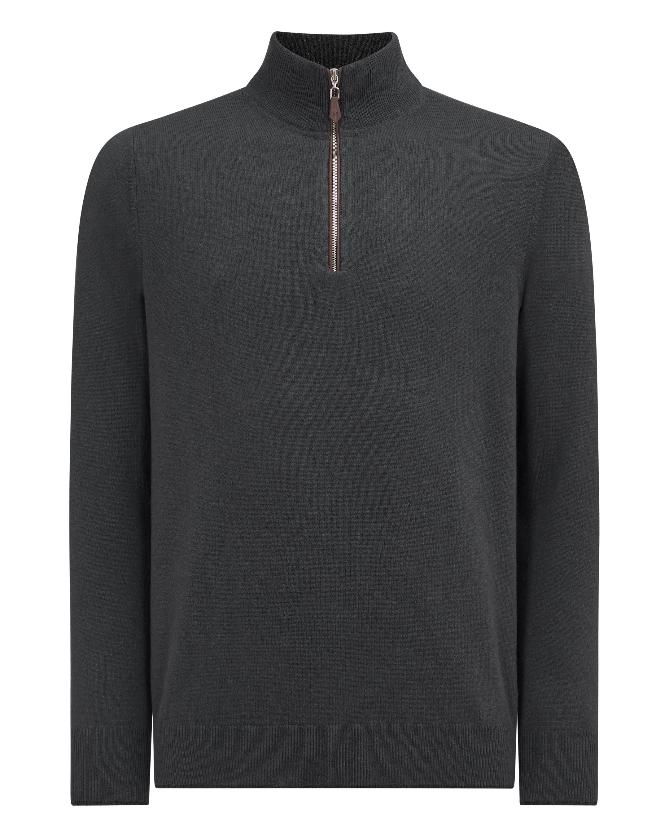 Men's Carnaby Half Zip Cashmere Sweater Anthracite Grey