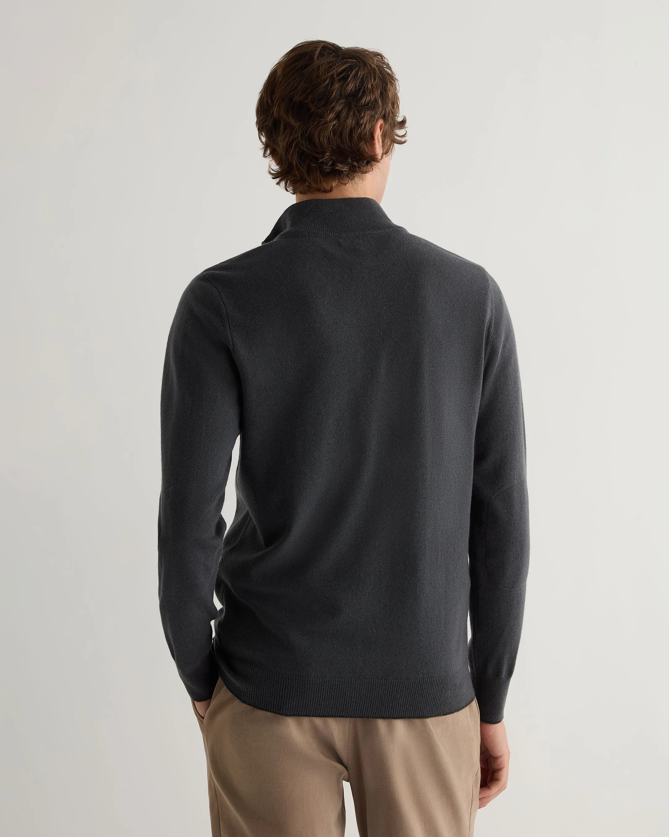 Men's Carnaby Half Zip Cashmere Sweater Anthracite Grey