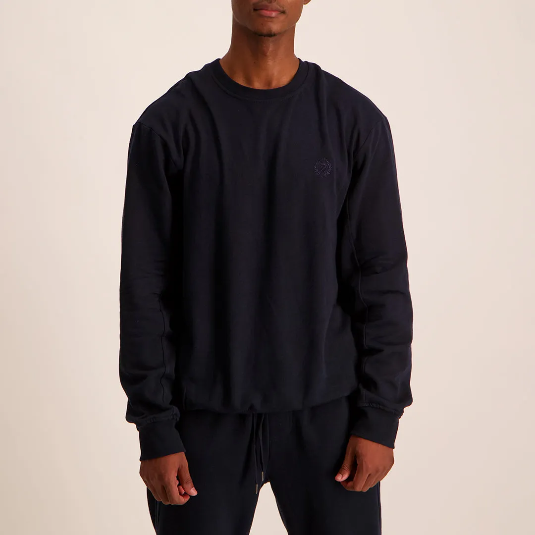 MENS ZAFF NAVY BRUSHED FLEECE SWEATER (CORE)