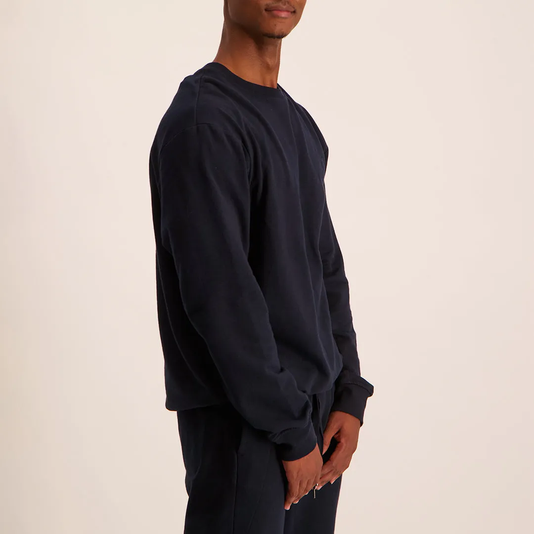 MENS ZAFF NAVY BRUSHED FLEECE SWEATER (CORE)