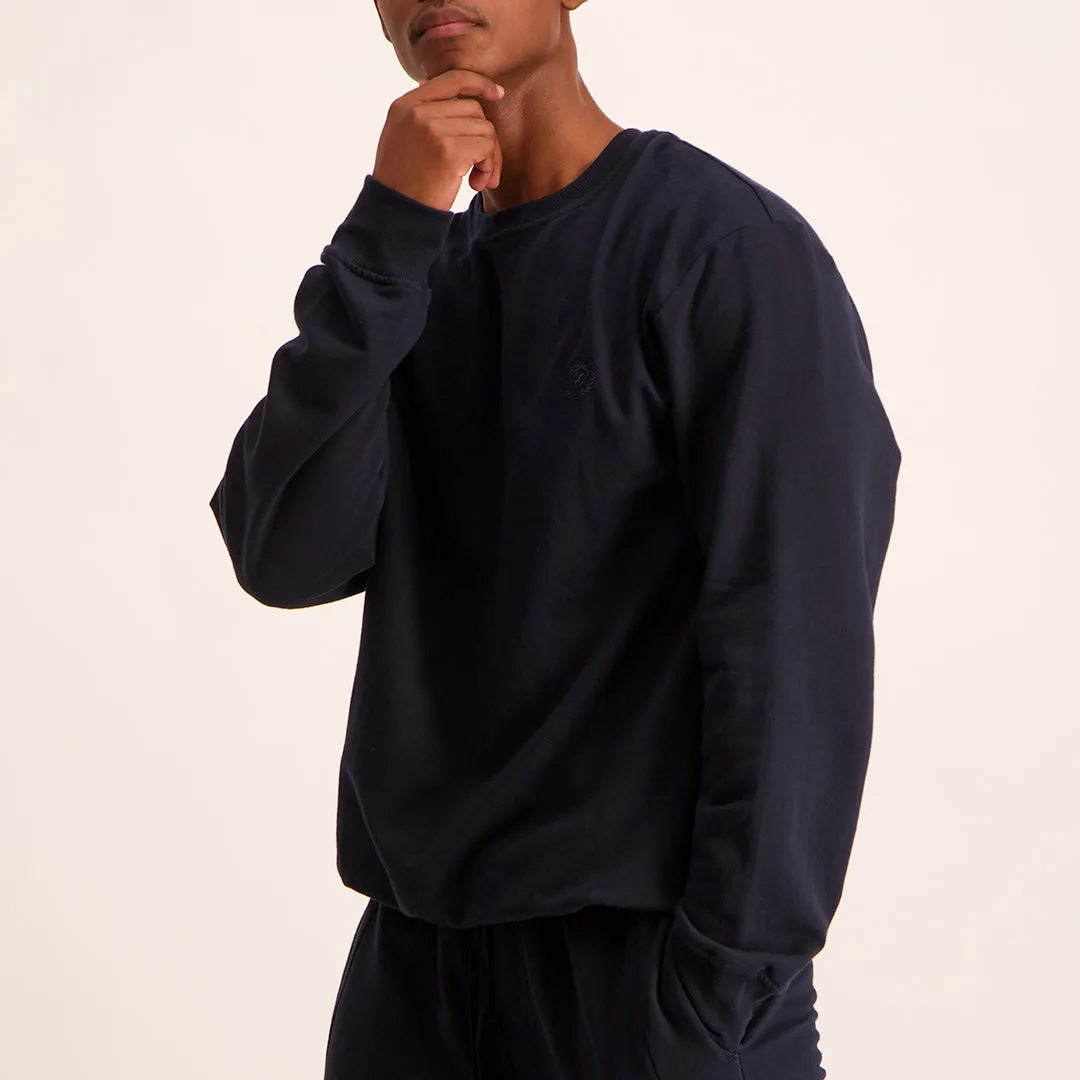 MENS ZAFF NAVY BRUSHED FLEECE SWEATER (CORE)