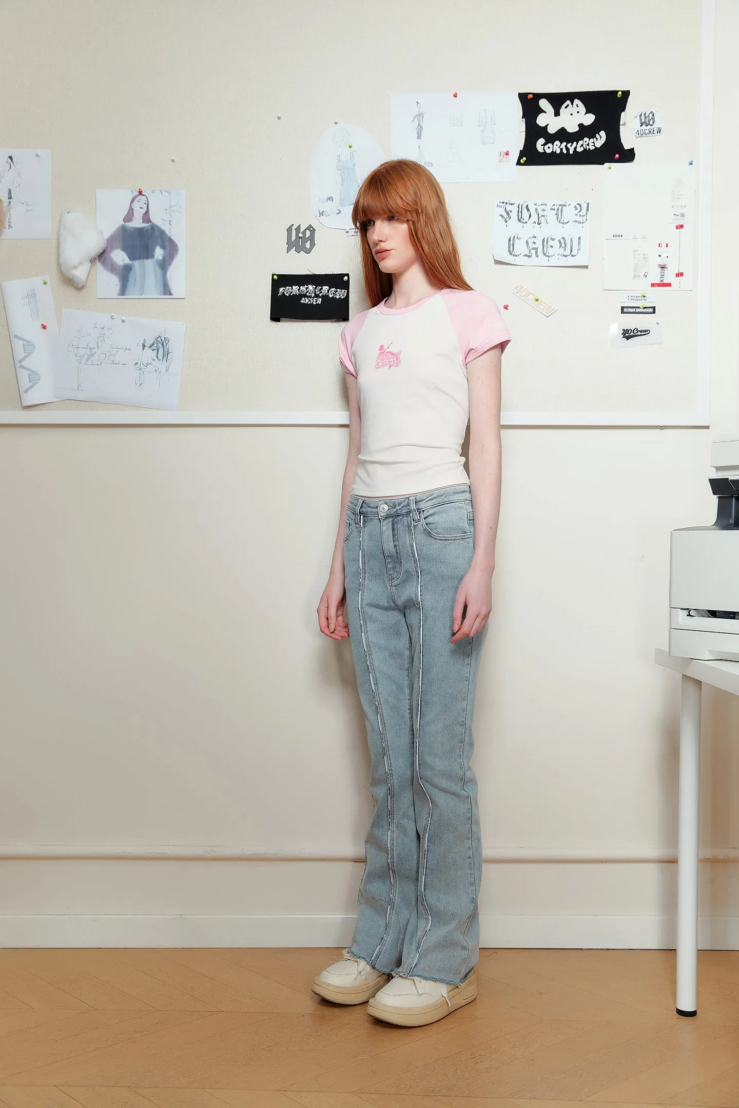 Mermaid Print Raglan Sleeve T-shirt