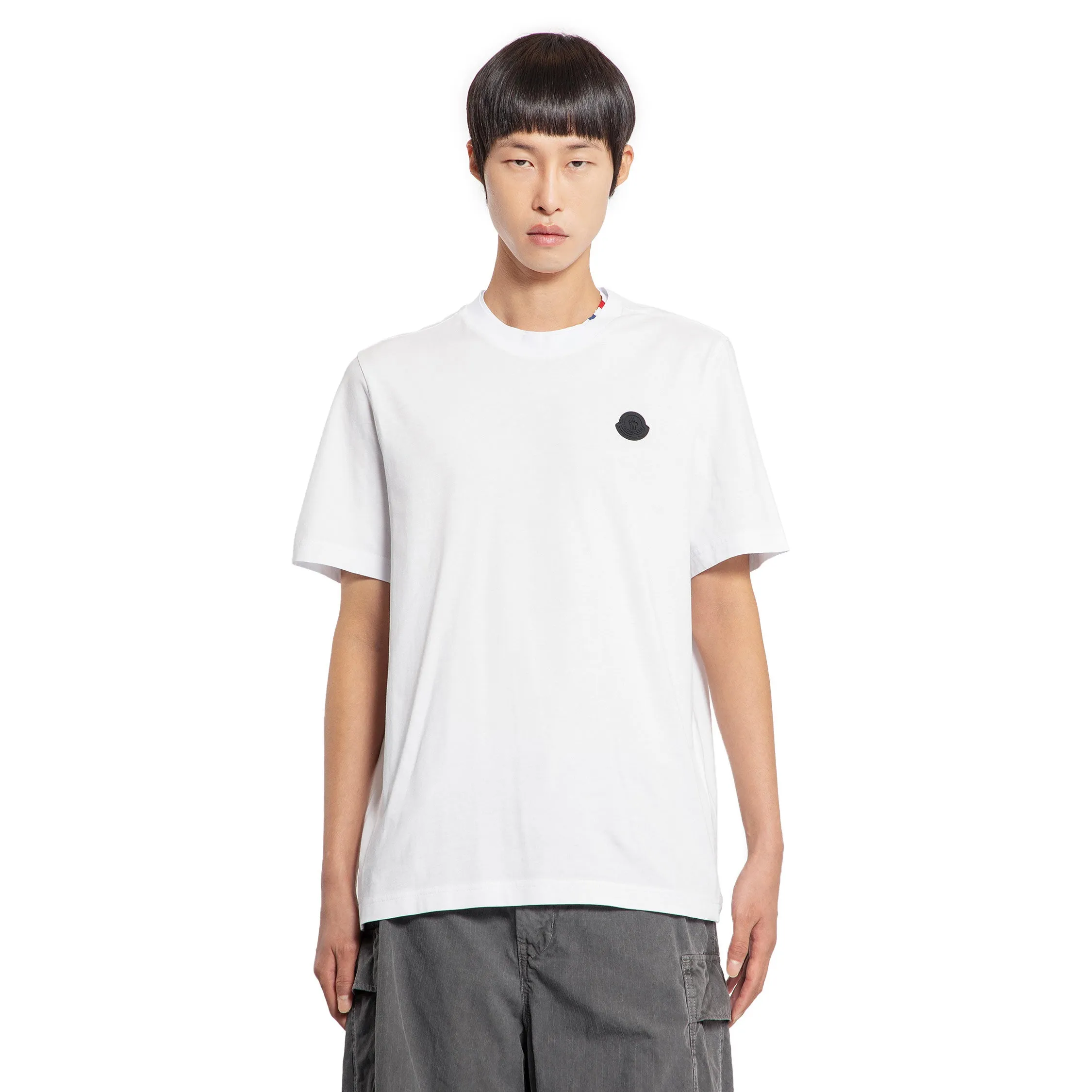 MONCLER MAN WHITE T-SHIRTS & TANK TOPS