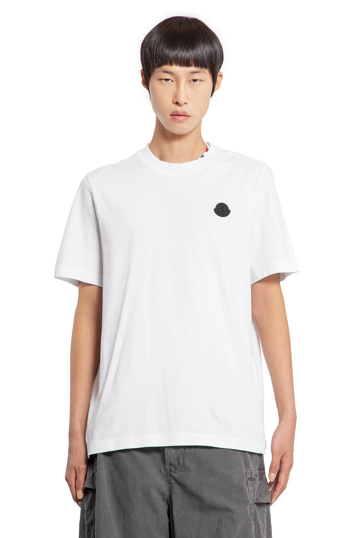 MONCLER MAN WHITE T-SHIRTS & TANK TOPS