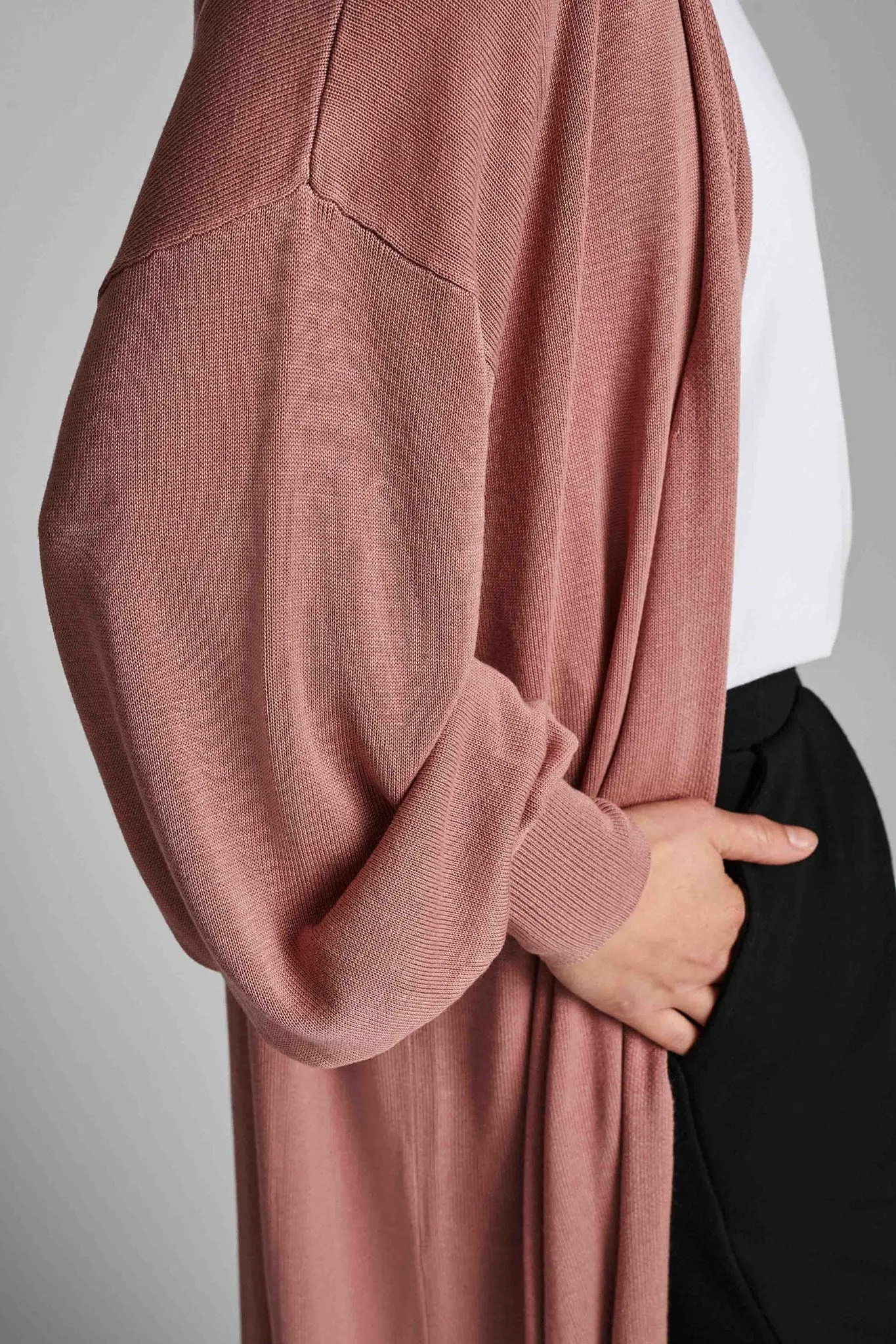 NUBIA LONG CARDIGAN - NOOS - Ash Rose