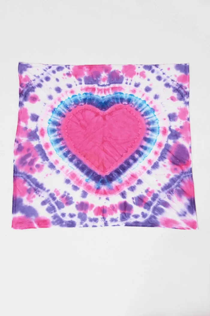 Purple & Pink Heart Tie Dye Bandana