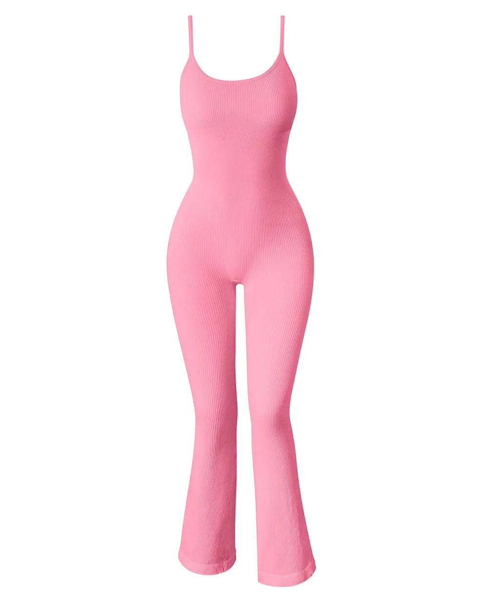 Ribbed Bell Bottoms Flare Jumpsuits