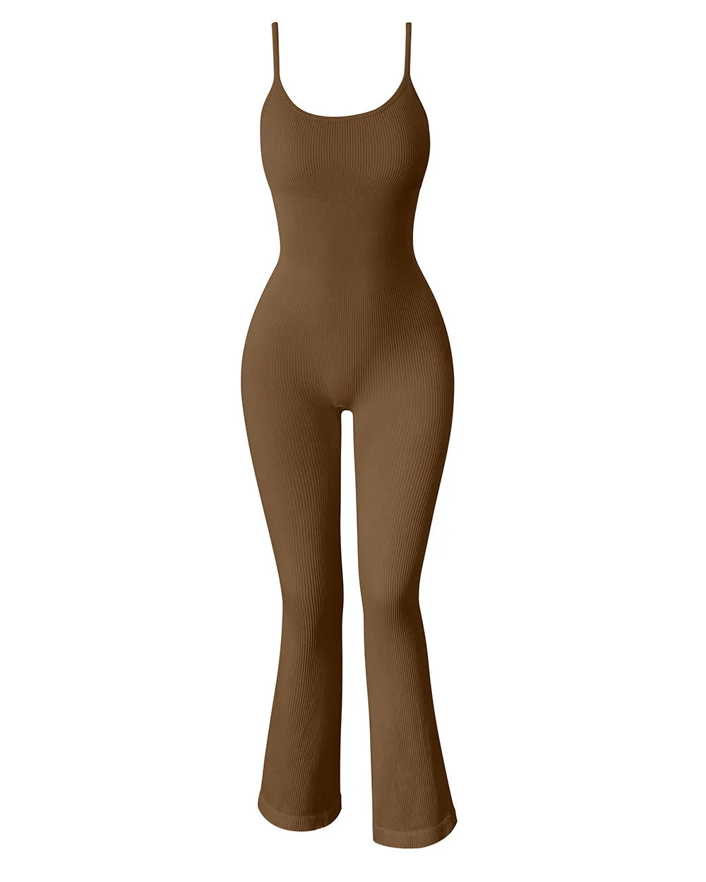 Ribbed Bell Bottoms Flare Jumpsuits