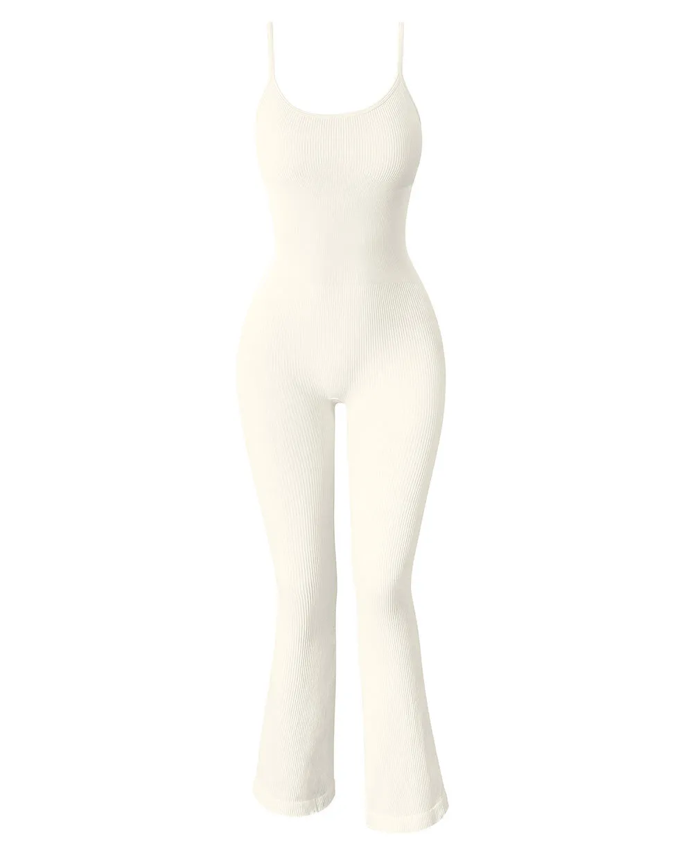 Ribbed Bell Bottoms Flare Jumpsuits