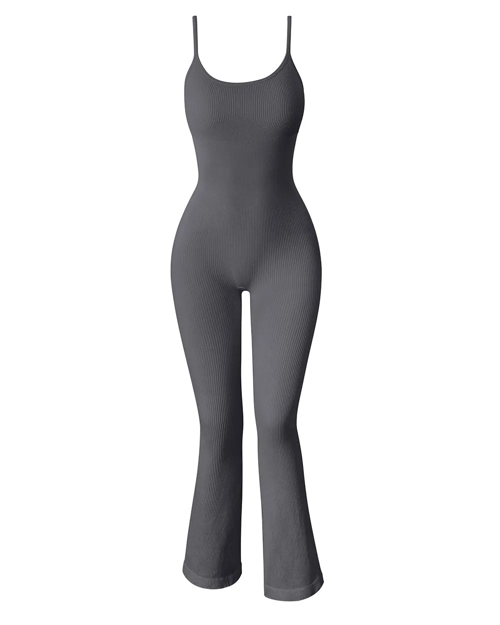 Ribbed Bell Bottoms Flare Jumpsuits