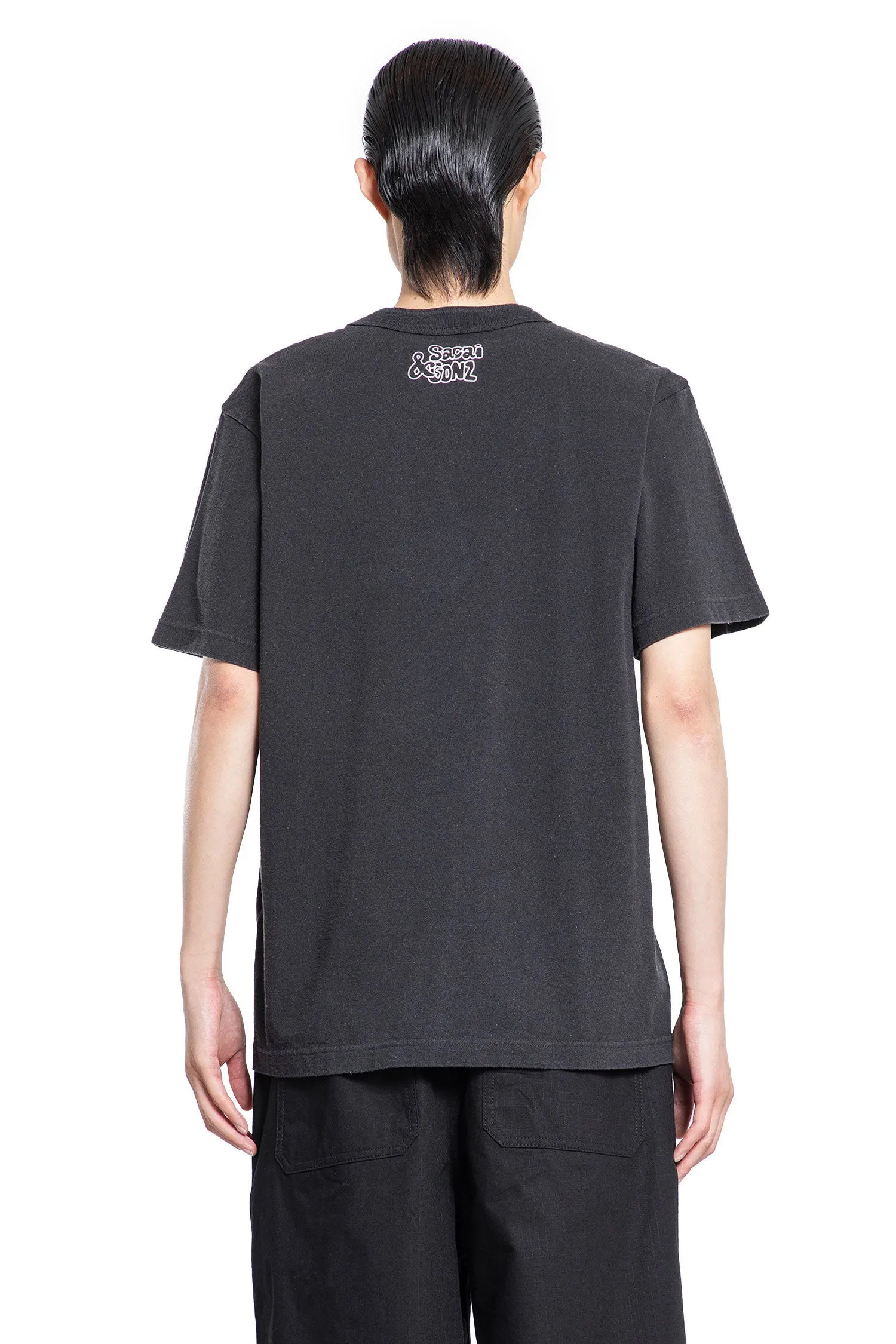 SACAI MAN BLACK T-SHIRTS & TANK TOPS