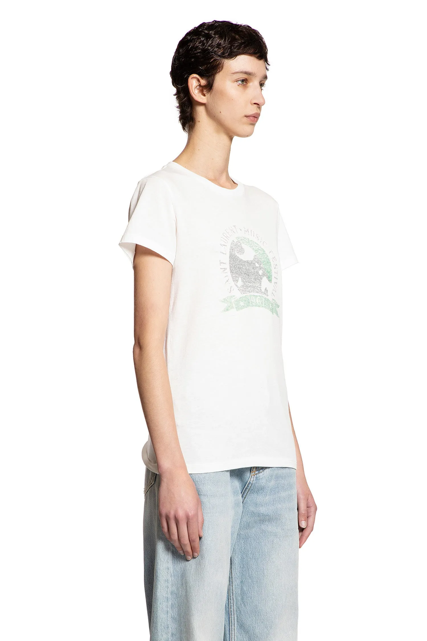 SAINT LAURENT WOMAN WHITE T-SHIRTS & TANK TOPS