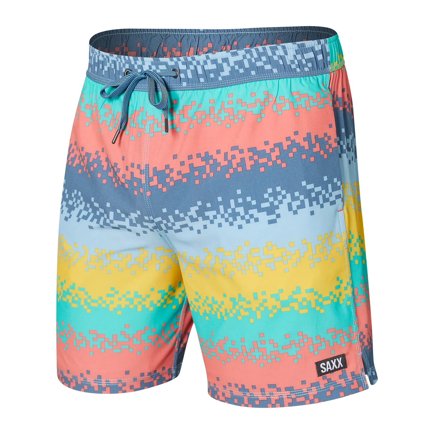 SAXX BATHING SUIT OH BUOY 2N1 VOLLEY 7" TECH REC STRIPE MULTI