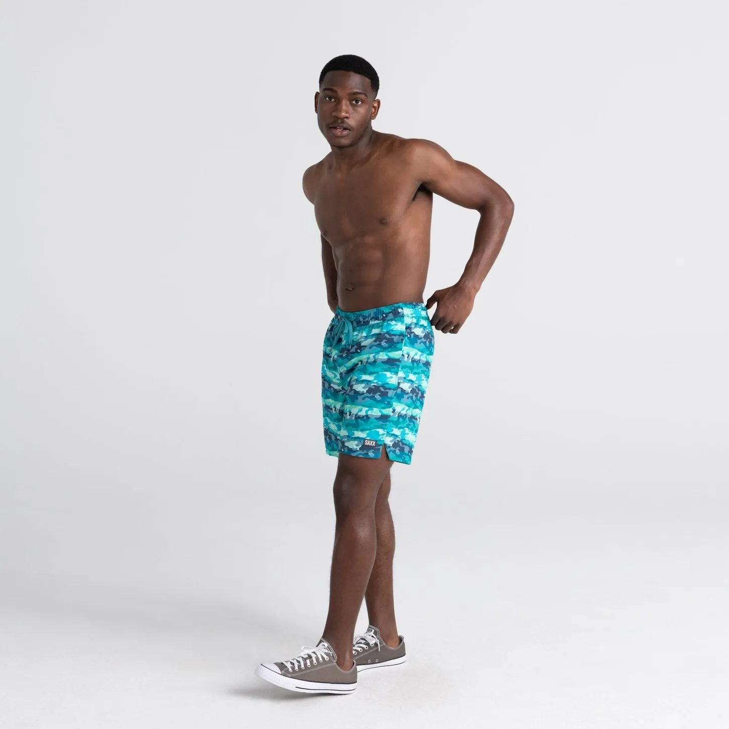 SAXX BATHING SUIT OH BUY 2N1 VOLLEY 7" BLUE MURA CAMO