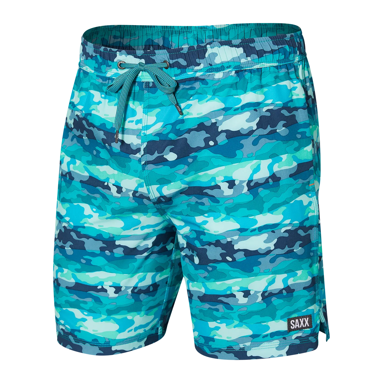 SAXX BATHING SUIT OH BUY 2N1 VOLLEY 7" BLUE MURA CAMO