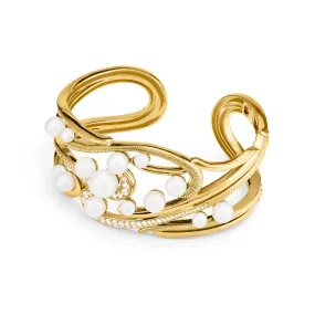 Shima Cuff with Freshwater Pearls and Diamonds in 18K
