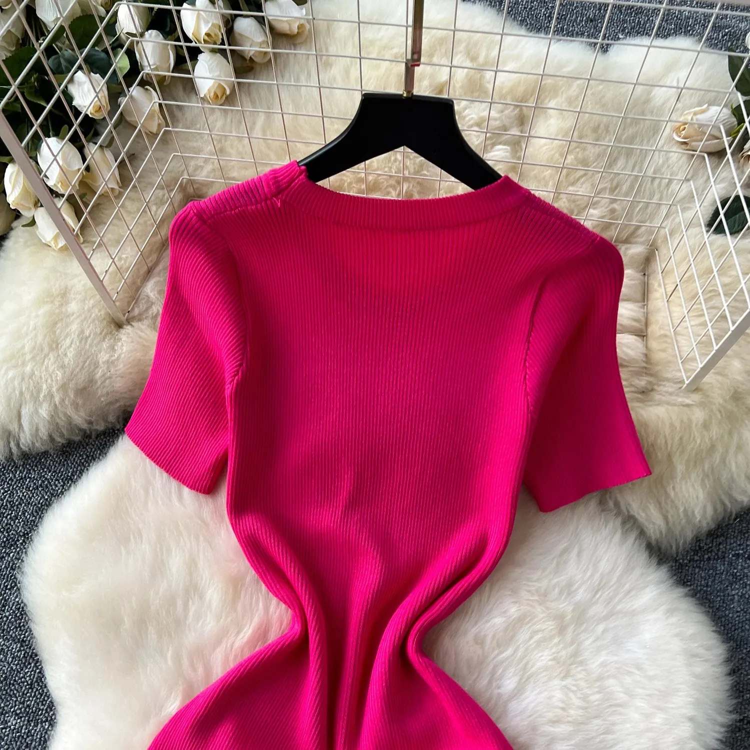 SINGREINY Senior Luxury Slim Dress Ladies O-Neck Bodycon Sequins Split Chic Design Summer Fashion Knitted Women Sexy Midi Dress