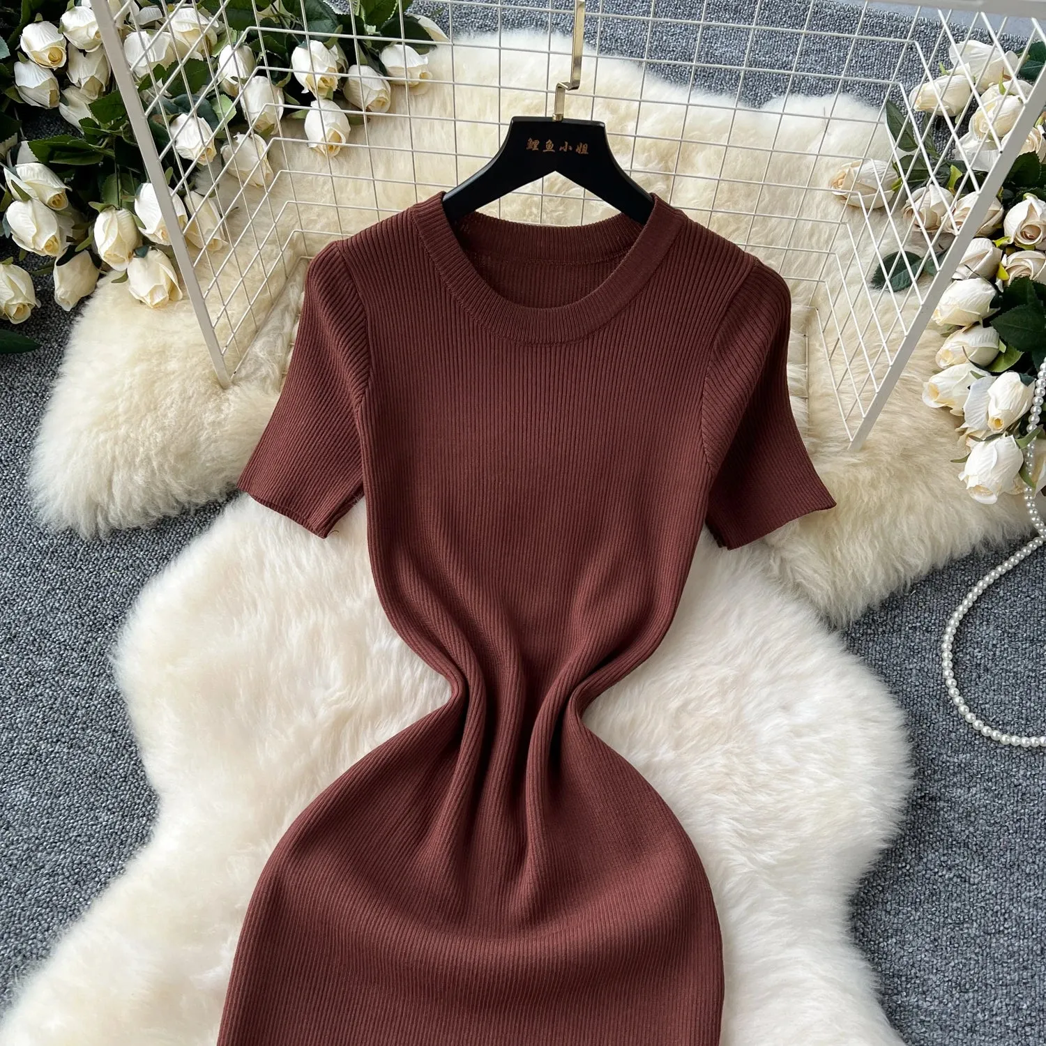 SINGREINY Senior Luxury Slim Dress Ladies O-Neck Bodycon Sequins Split Chic Design Summer Fashion Knitted Women Sexy Midi Dress