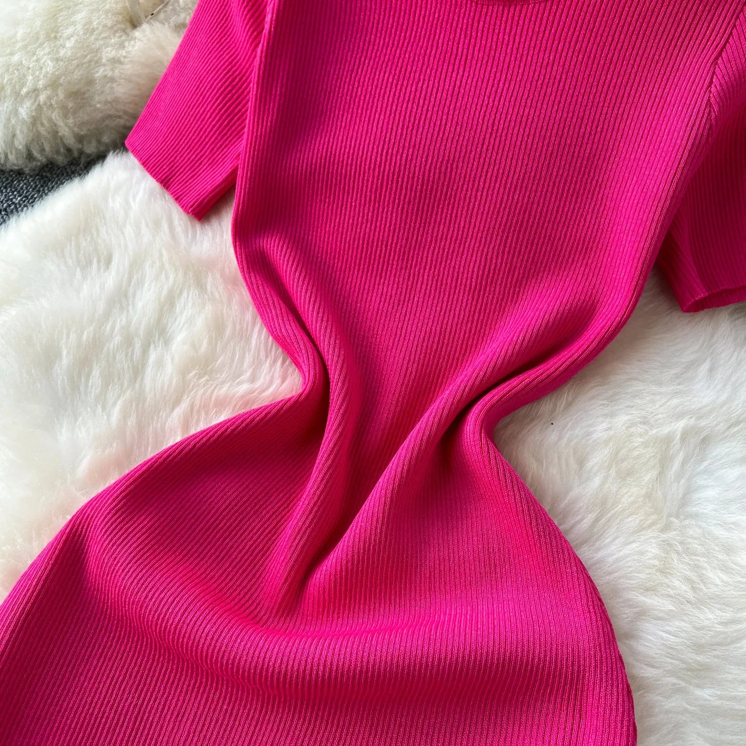 SINGREINY Senior Luxury Slim Dress Ladies O-Neck Bodycon Sequins Split Chic Design Summer Fashion Knitted Women Sexy Midi Dress