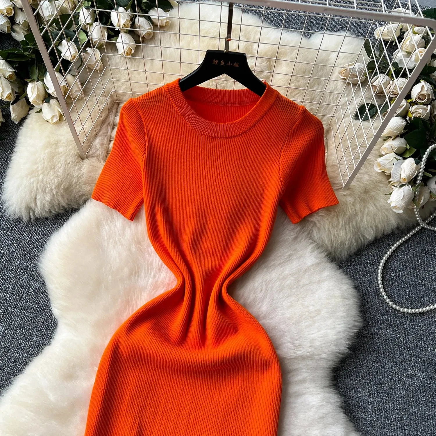 SINGREINY Senior Luxury Slim Dress Ladies O-Neck Bodycon Sequins Split Chic Design Summer Fashion Knitted Women Sexy Midi Dress