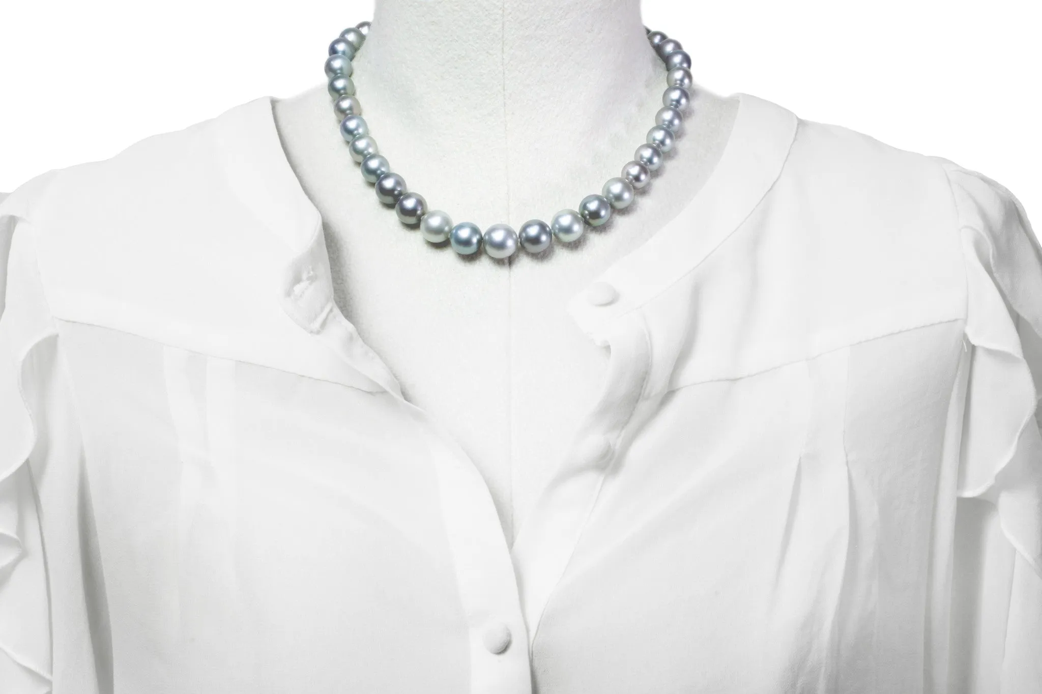 Tahitian pearl strand - 14k white gold clasp - NEWGPE01015