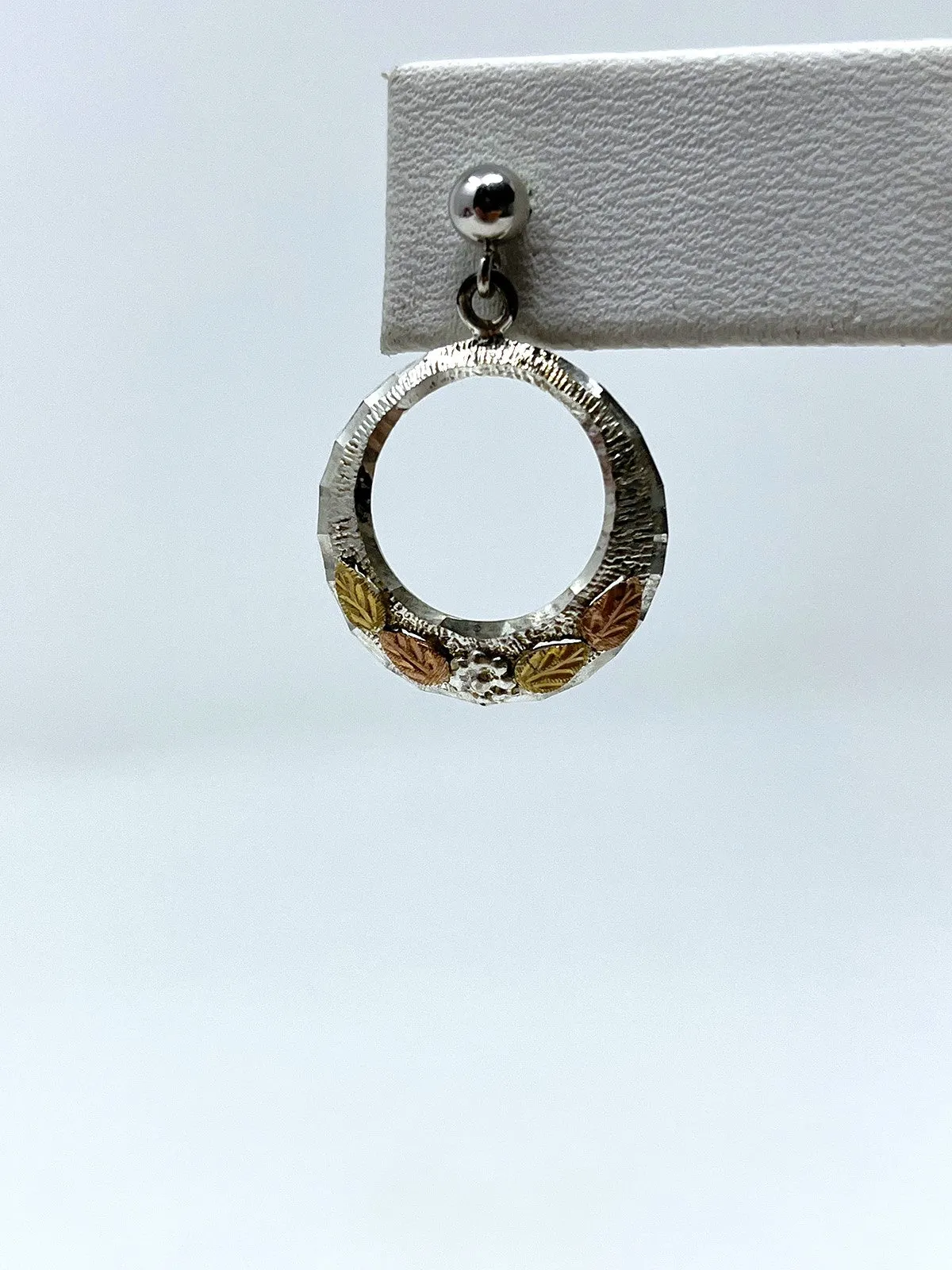 Vintage Redco Sterling Silver & Gold Flowers & Leaves Earrings NIB