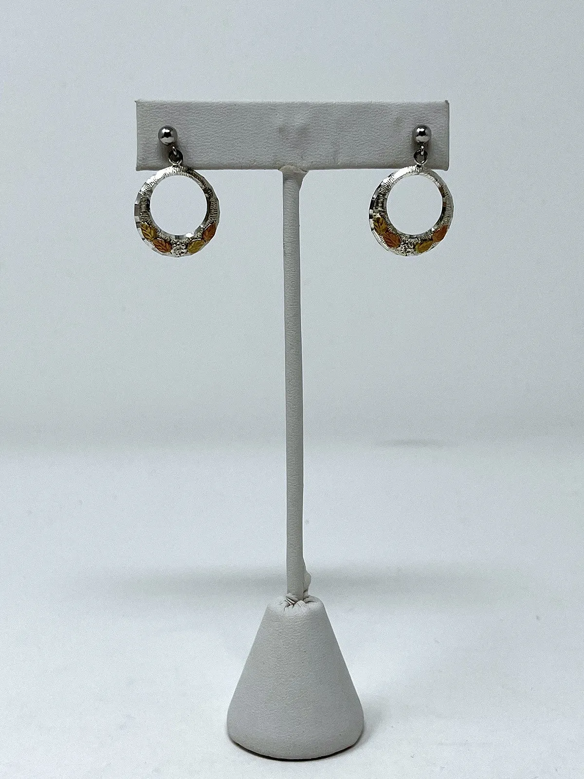 Vintage Redco Sterling Silver & Gold Flowers & Leaves Earrings NIB