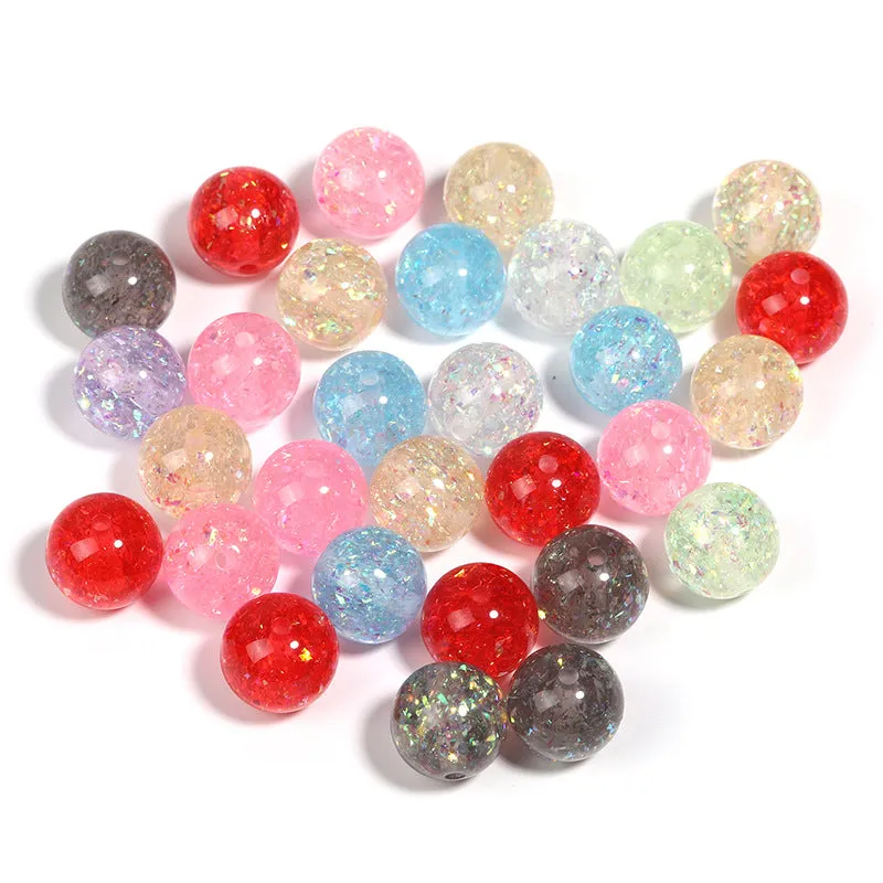 Wholesale 100pcs 16mm High Gloss Acrylic Round Beads Gold Foil Sequins Through Hole Beads