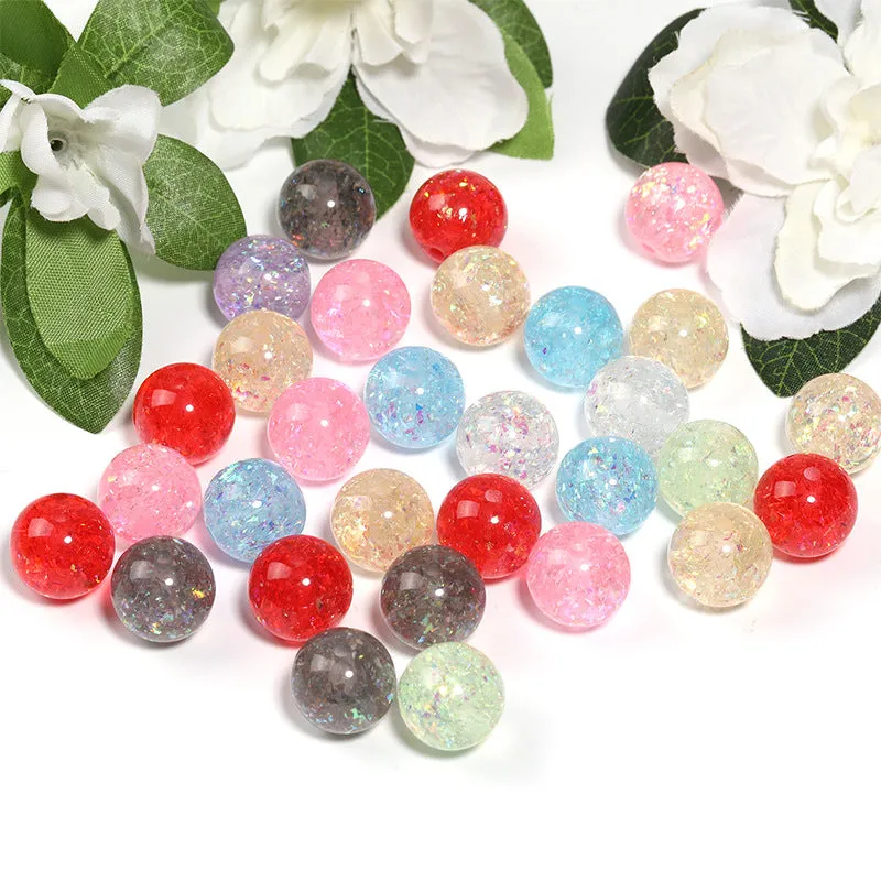 Wholesale 100pcs 16mm High Gloss Acrylic Round Beads Gold Foil Sequins Through Hole Beads
