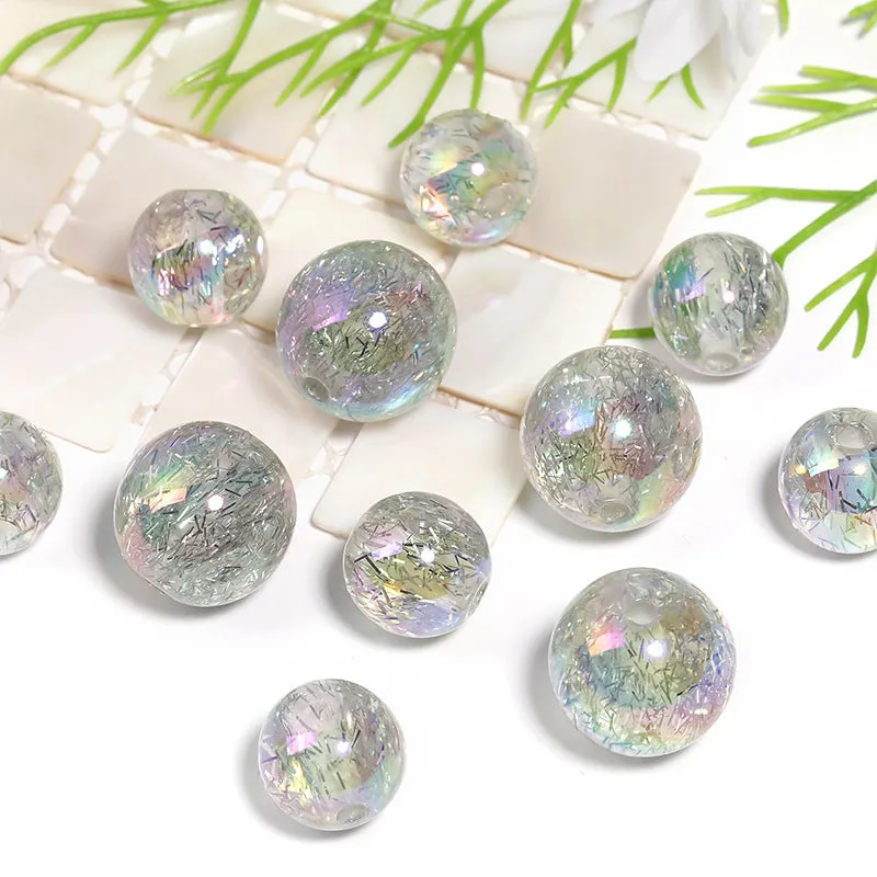 Wholesale 100pcsColorful Grey Acrylic Round Beads Sequins Straight Hole Beads