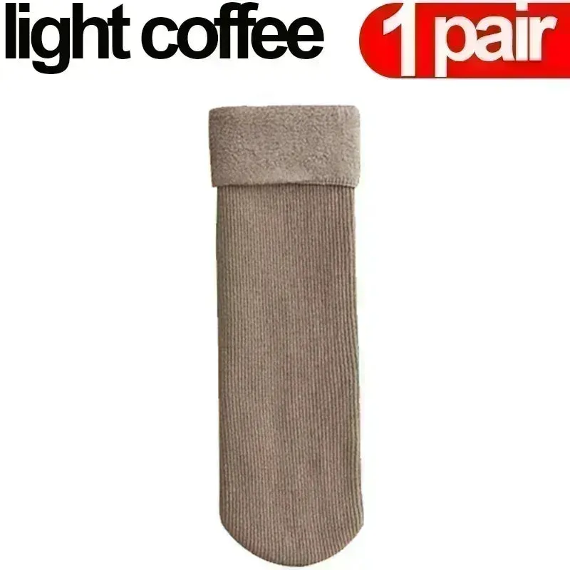 Women Men Winter Socks Warm Thicken Thermal Snow Boots Floor Socks Soft Velvet Cashmere Sock Sleep Solid Color Home Floor Socks