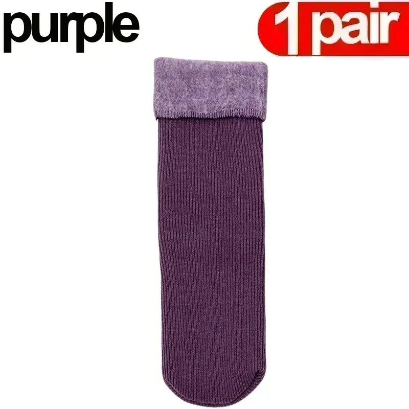 Women Men Winter Socks Warm Thicken Thermal Snow Boots Floor Socks Soft Velvet Cashmere Sock Sleep Solid Color Home Floor Socks