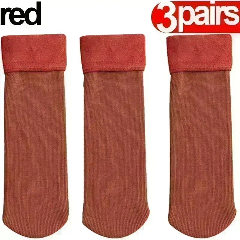 Women Men Winter Socks Warm Thicken Thermal Snow Boots Floor Socks Soft Velvet Cashmere Sock Sleep Solid Color Home Floor Socks