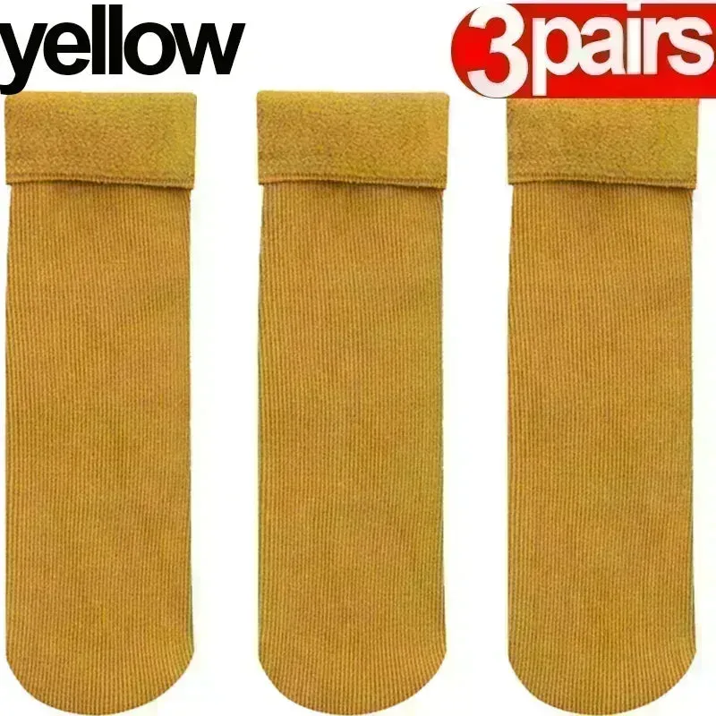 Women Men Winter Socks Warm Thicken Thermal Snow Boots Floor Socks Soft Velvet Cashmere Sock Sleep Solid Color Home Floor Socks