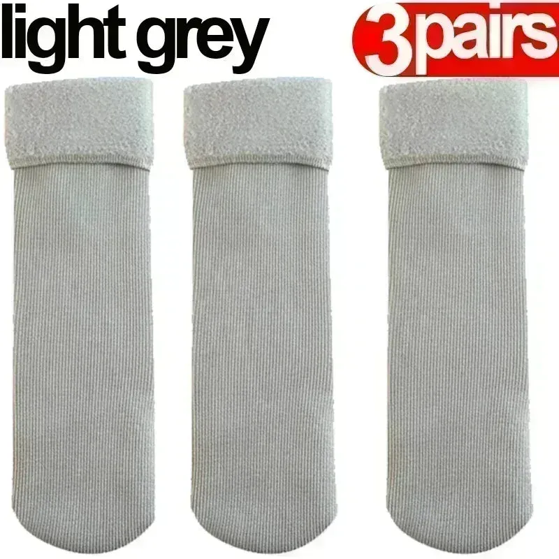 Women Men Winter Socks Warm Thicken Thermal Snow Boots Floor Socks Soft Velvet Cashmere Sock Sleep Solid Color Home Floor Socks