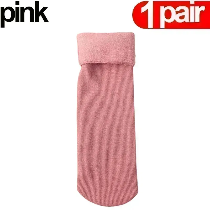 Women Men Winter Socks Warm Thicken Thermal Snow Boots Floor Socks Soft Velvet Cashmere Sock Sleep Solid Color Home Floor Socks