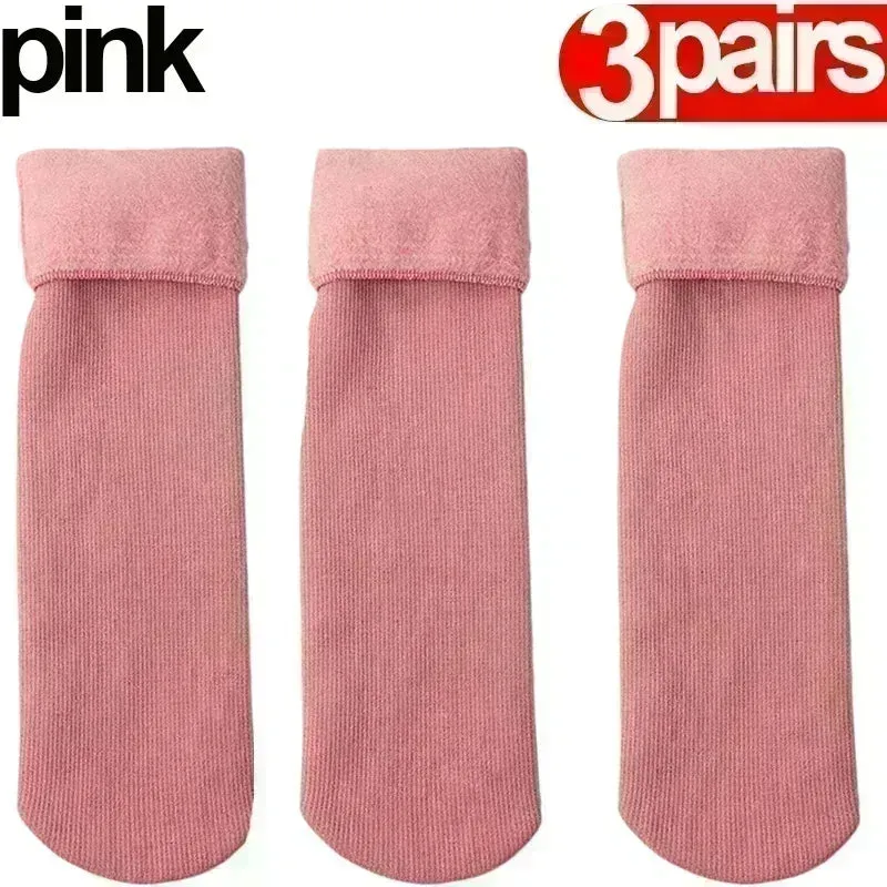 Women Men Winter Socks Warm Thicken Thermal Snow Boots Floor Socks Soft Velvet Cashmere Sock Sleep Solid Color Home Floor Socks