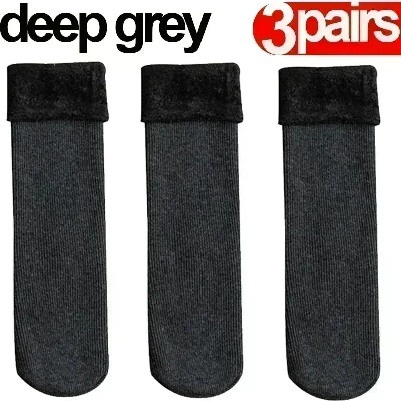 Women Men Winter Socks Warm Thicken Thermal Snow Boots Floor Socks Soft Velvet Cashmere Sock Sleep Solid Color Home Floor Socks