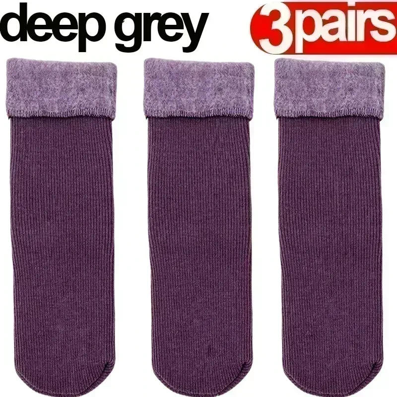 Women Men Winter Socks Warm Thicken Thermal Snow Boots Floor Socks Soft Velvet Cashmere Sock Sleep Solid Color Home Floor Socks