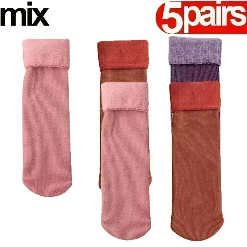 Women Men Winter Socks Warm Thicken Thermal Snow Boots Floor Socks Soft Velvet Cashmere Sock Sleep Solid Color Home Floor Socks
