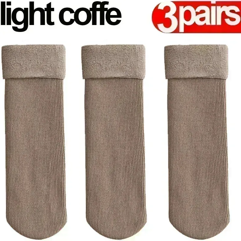 Women Men Winter Socks Warm Thicken Thermal Snow Boots Floor Socks Soft Velvet Cashmere Sock Sleep Solid Color Home Floor Socks