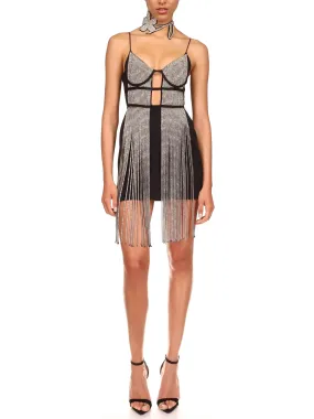 Women’s Crystal-Embellished Fringed Cady Mini Dress