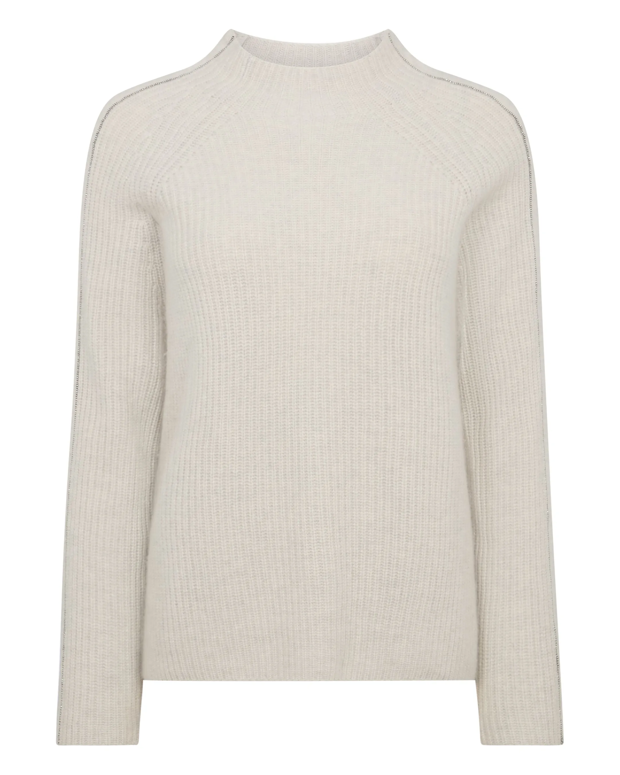 Women's Metal Funnel Neck Cashmere Jumper Pebble Grey